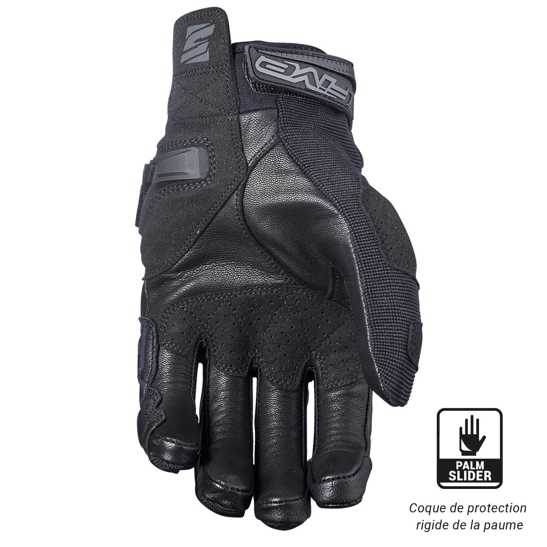 FIVE 830102 Gants de Moto Sport Courts, SF3, Protection 1KP Souplesse Ventilation, Noir, L