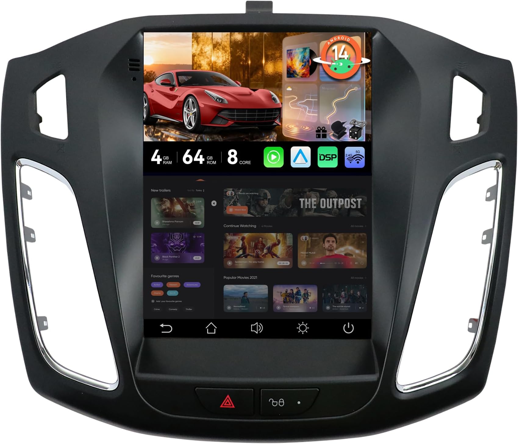 MSD Car Radio for Ford Focus (2010-2013) | Android 14 GPS Navi Radio | 4G+64G | Carplay Android Auto Steering Wheel Dual-Band WiFi DSP Dab Bluetooth | MIC Camera | Octa-Core 2 Din 9.7 Inch