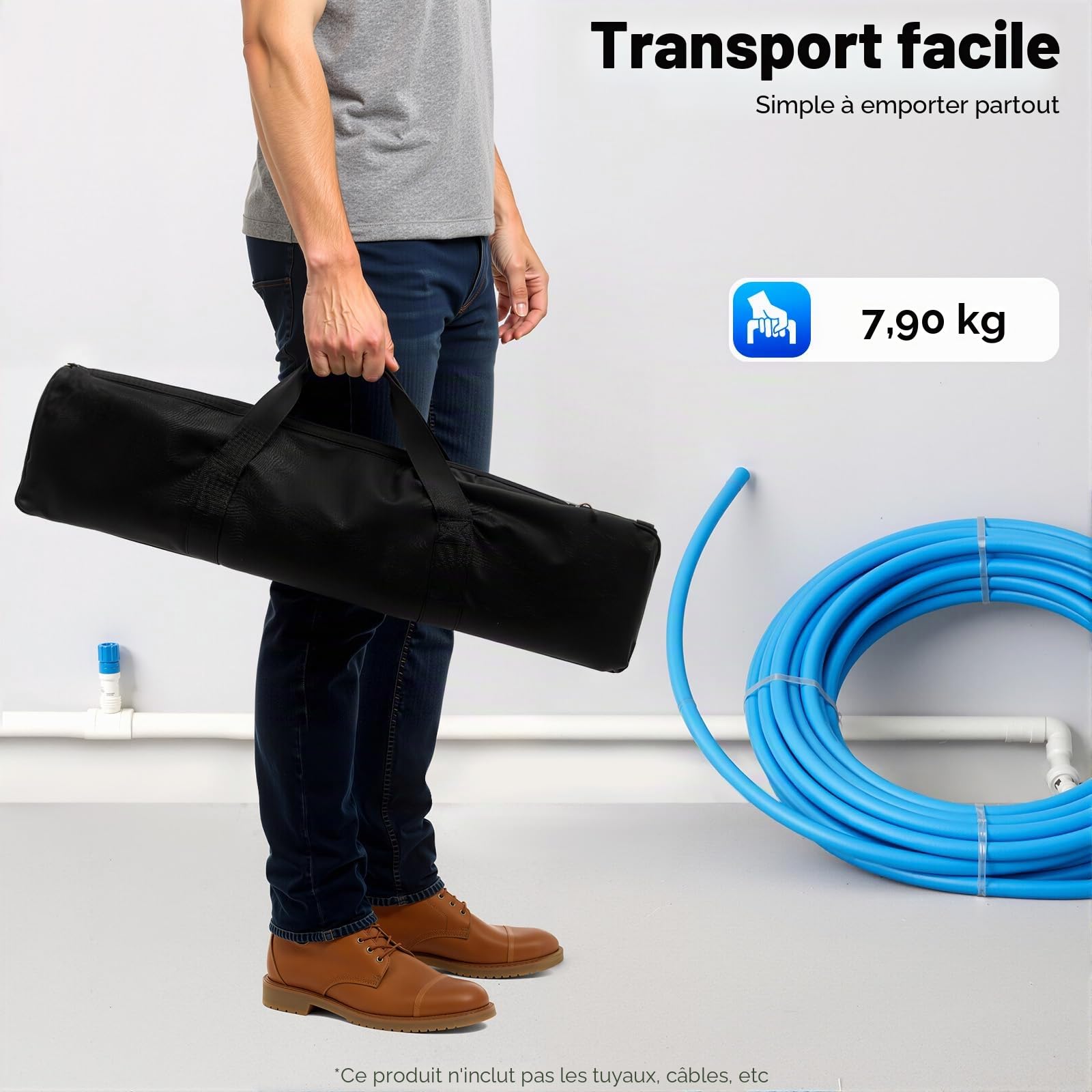 Dévidoir de tuyau pour chauffage au sol, chauffage au sol, 3 niveaux avec sac de transport, dérouleur de tuyau, diamètre réglable, très résistant, pour PEX, PERT, PE, tuyaux de chauffage, tuyaux d'eau