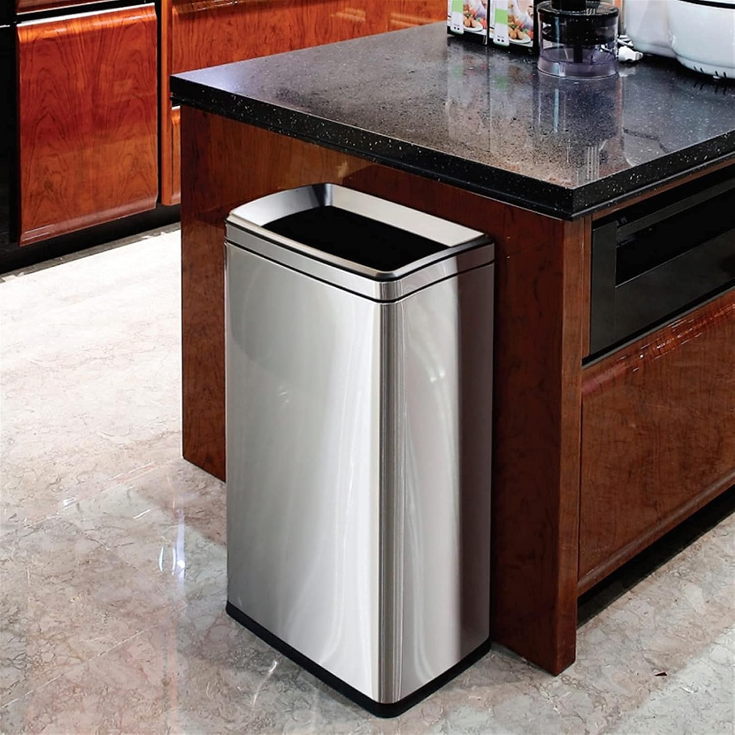 Trash Can Waste Recycling Compost Bins Stainless Steel Trash Can Outdoor Dustbins for Hotel Lobby Elevator Shopping Mall Dustbins (Color : Black Size : 12.61 * 10.24 * 27.58inchs) (Black 12.61*10.24