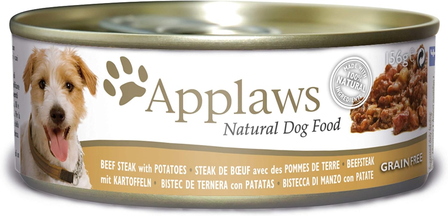 Applaws Dog and Beef Steak with Potatoes, Tin, 156 g, Pack of 12