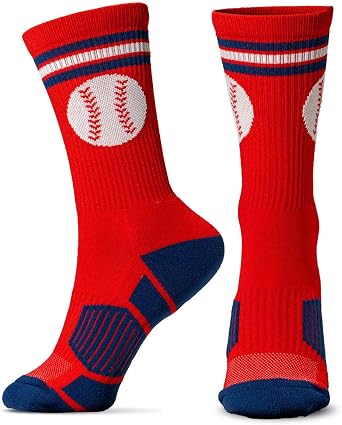 ChalkTalkSPORTS Baseball Socks - Cushioned Mid-Calf Crew - Striped