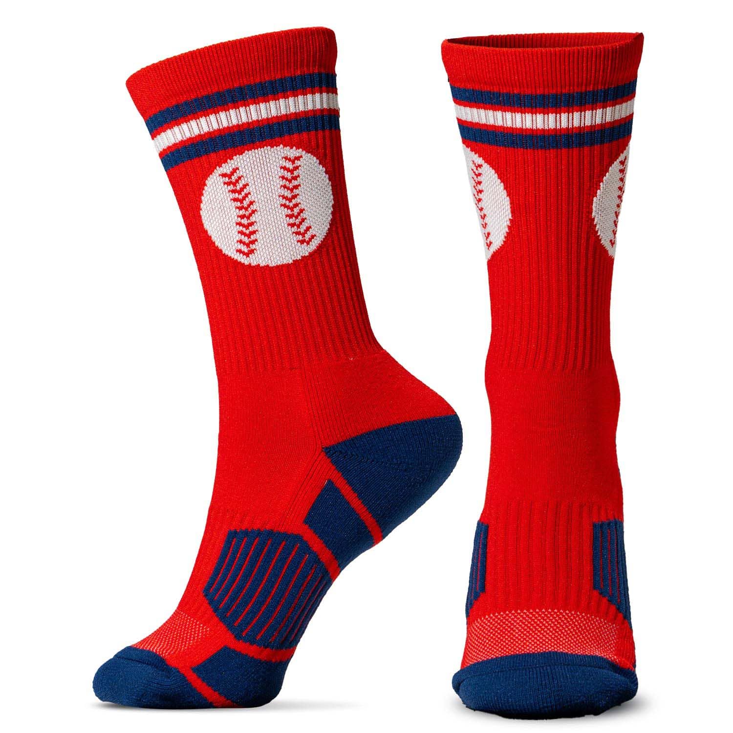 ChalkTalkSPORTSBaseball Performance Crew Socks - Boston Socks - Youth & Adult - Baseball Mid-Calf Socks