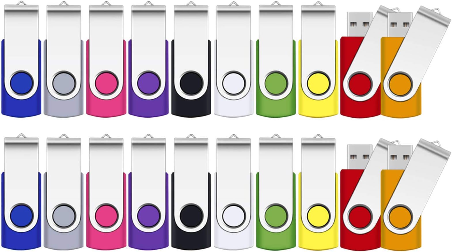 - 16GB Flash Drive, SRVR Thumb Drives 20 Pack, 16 Gig USB Drive with Lanyards Metal Swivel 16GB USB Memory Stick Pen Drive with LED Indicator(20 Mixed Color)