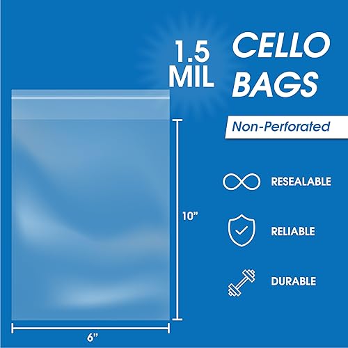 Miniatura 2 de Spartan Industrial - Bolsas de polietileno de violonchelo resellables transparentes de 6 x 10 pulgadas (1000 unidades) para embalaje, almacenamiento