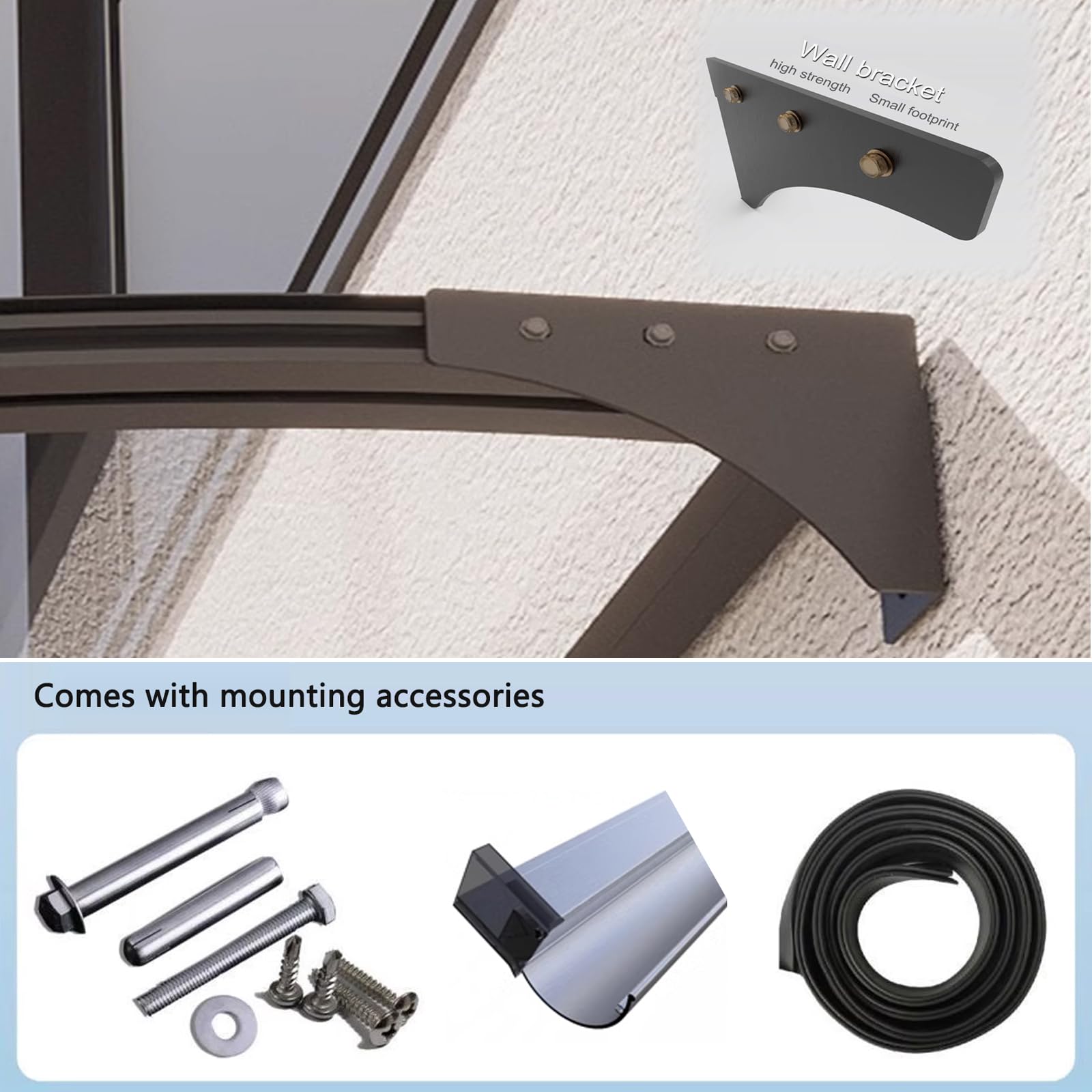 Auvent De Porte Et Fenêtres 100x60cm Marquise Solaire Abri Banne Entrée