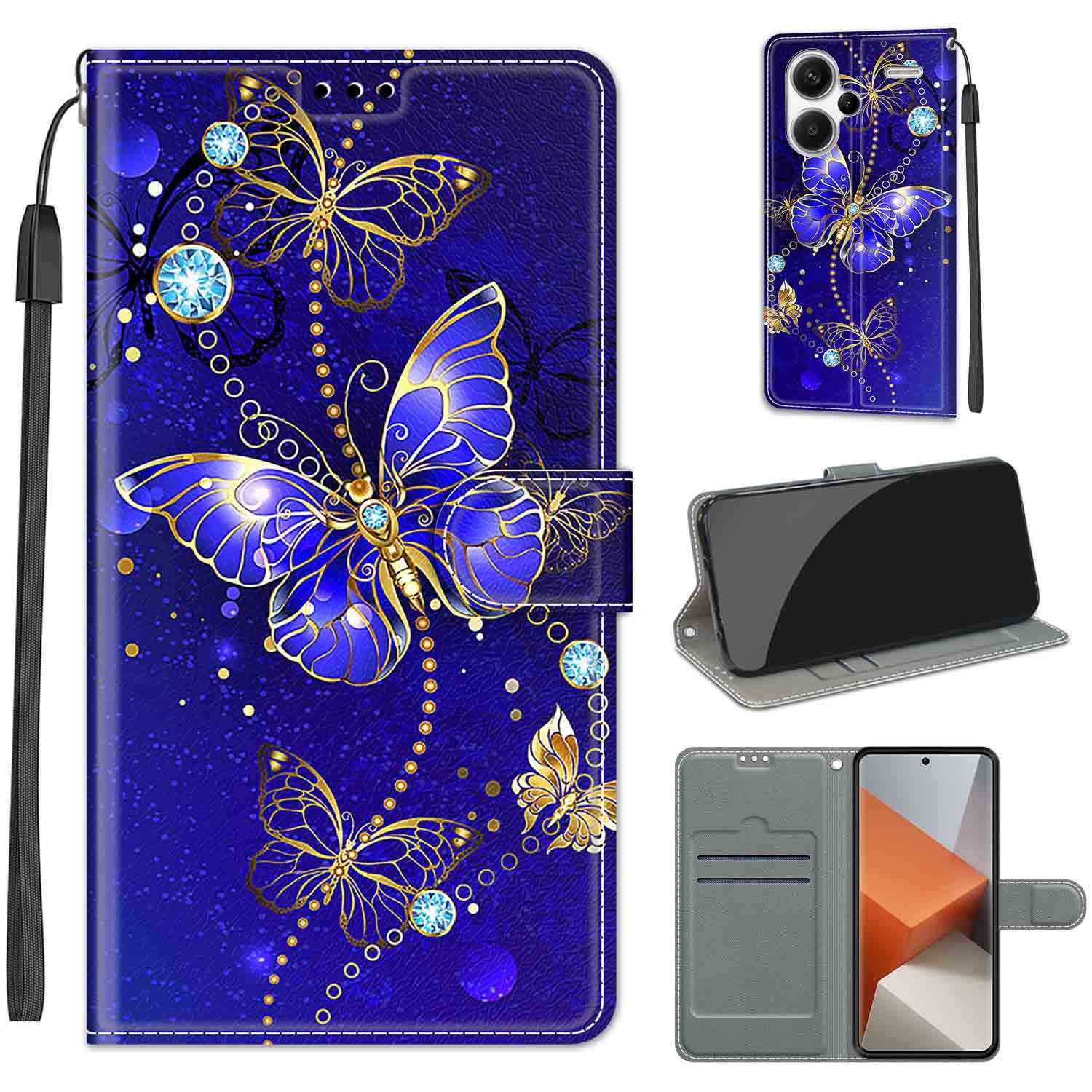 ChoosEU Cover Portafoglio In Pelle Per Xiaomi Redmi Note 13 Pro Plus 5G - Custodia A Libro Con Slot Carte E Supporto, Disegno Chat Blanc - 2