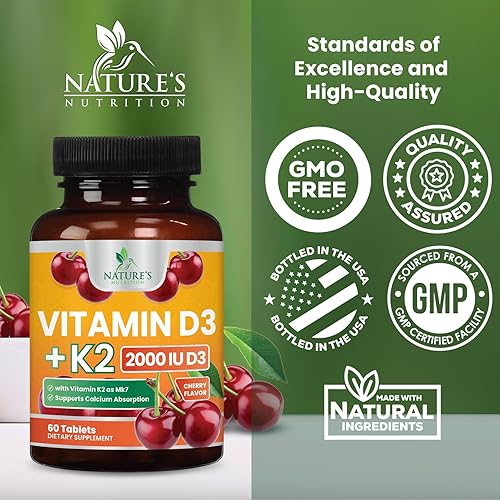 Miniatura 4 de Vitamina D3 K2 como MK-7 con 2000iu de D3 y 75mcg K2, vitamina K2 D3 suplementos de fuerza ósea que apoyan la absorción de calcio para la salud de
