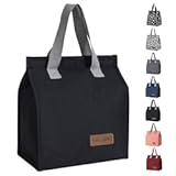 TELLUMO Lunch bag&comma; Insulated Lunch Bag for Women Men Large Lunch Box Container Reusable Leakproof Tote for Office&comma; Work&comma; School&comma; Beach or Travel &lpar;Black&rpar;