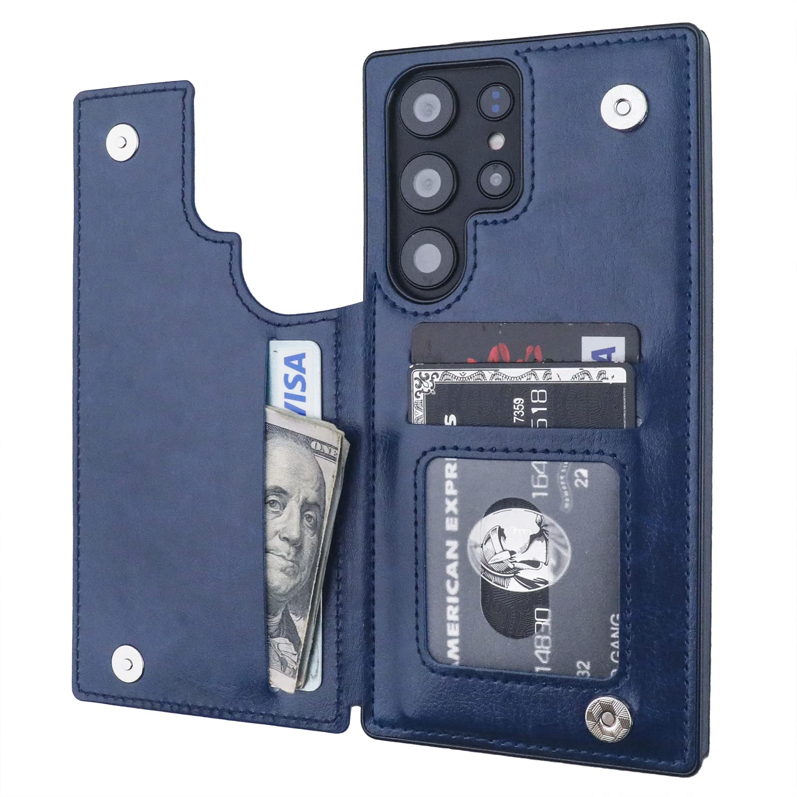 ONETOP Compatible with Samsung Galaxy S23 Ultra Wallet Case with Card Holder, PU Leather Kickstand Card Slots Case, Double Magnetic Clasp and Durable