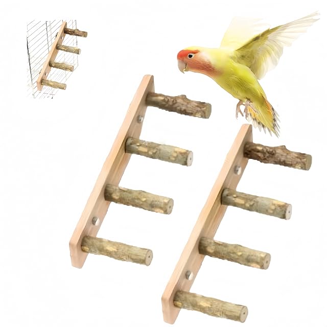 Ymswjgj Perchas de madera para pájaros, accesorios para jaulas de pájaros, soporte para pájaros