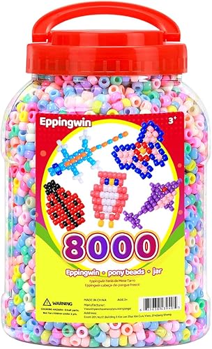 Miniatura 7 de Cuentas de poni grandes al por mayor de 2.5 libras (0.236 x 0.354 in), cuentas de poni con purpurina de fácil almacenamiento a granel, más de 4500