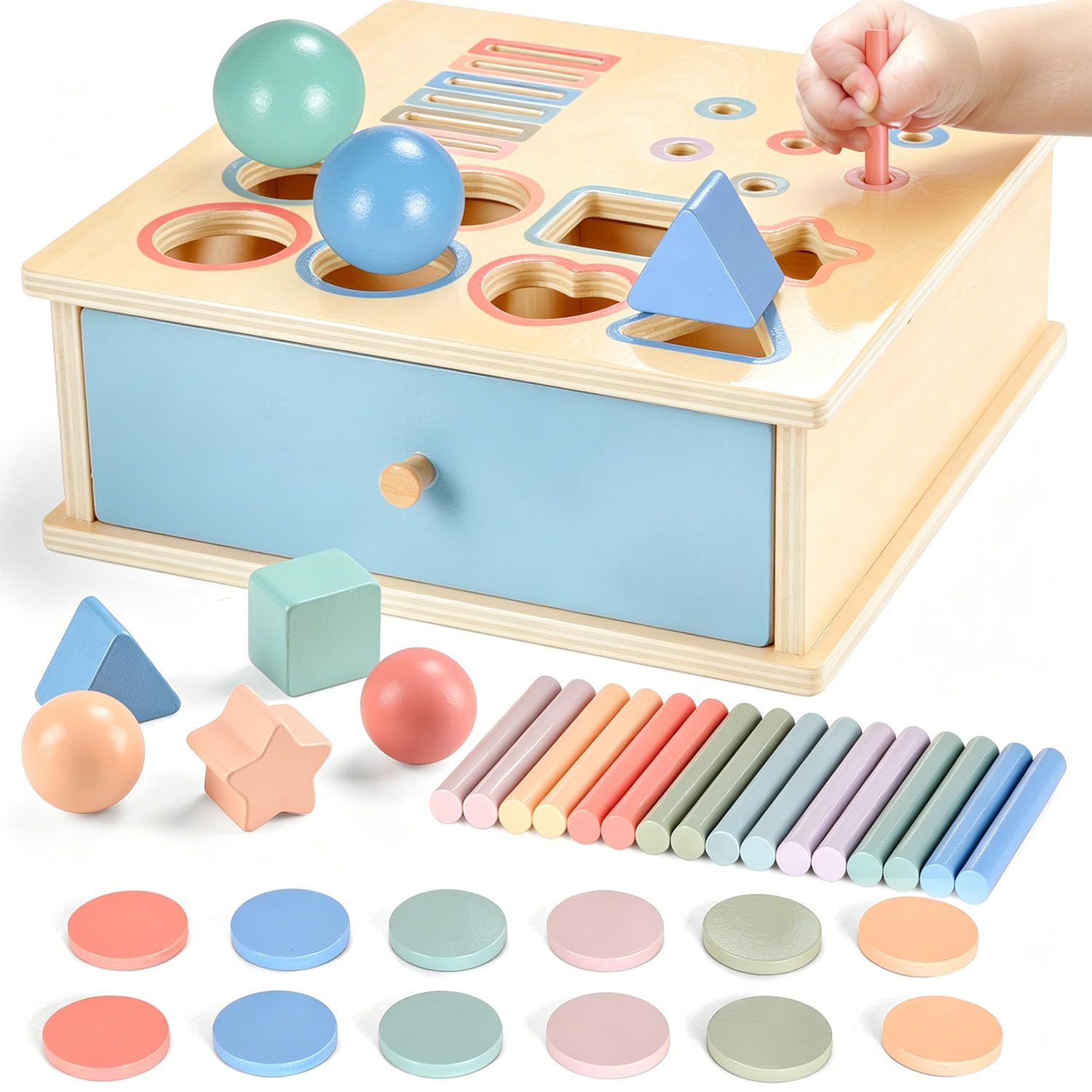 Jouet Bébé 1 an Montessori, Jeu de Tri Formes et Couleurs Montessori Jouet Bois, Motricité Fine Bebe 1 an, Jeux Éducatif Enfants 2 3 Ans, Cadeaux pour Garçons Filles