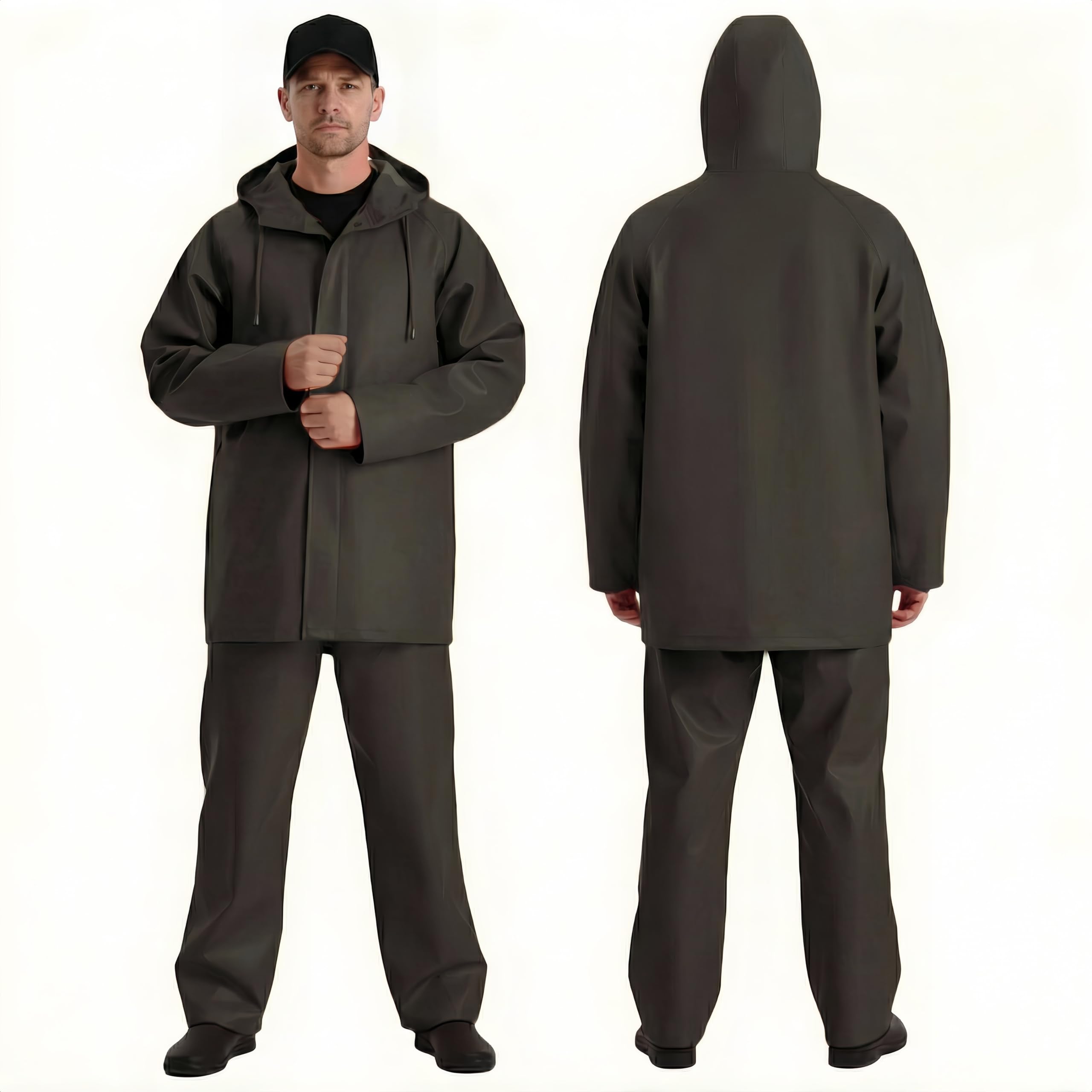 Traje de pesca para hombre, 2 piezas, extremadamente resistente al agua, 18.000 mm, traje de PVC resistente para pesca, offshore y trabajo en húmedo