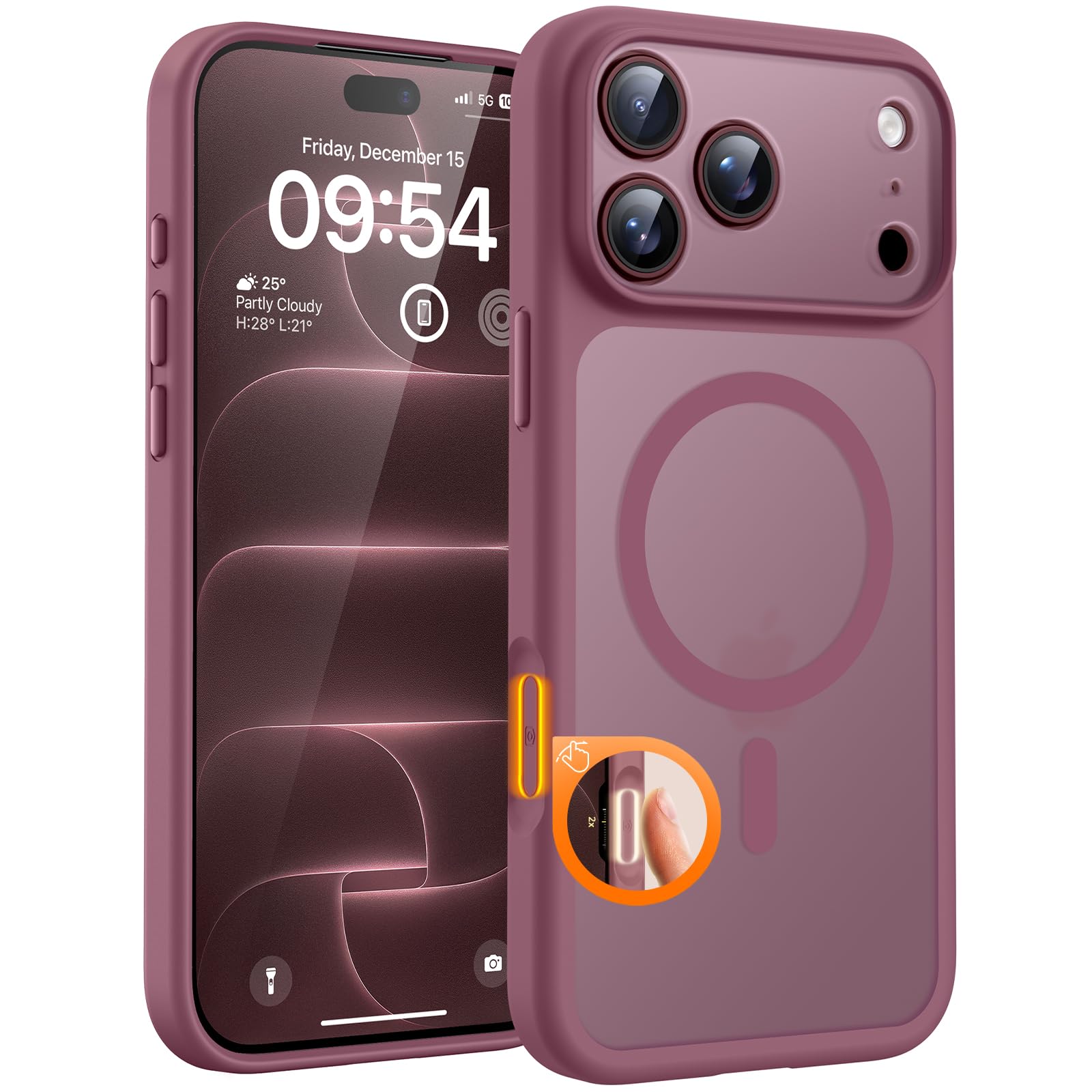 TOCOL for iPhone 18 Pro Case Plum, Compatible with MagSafe
