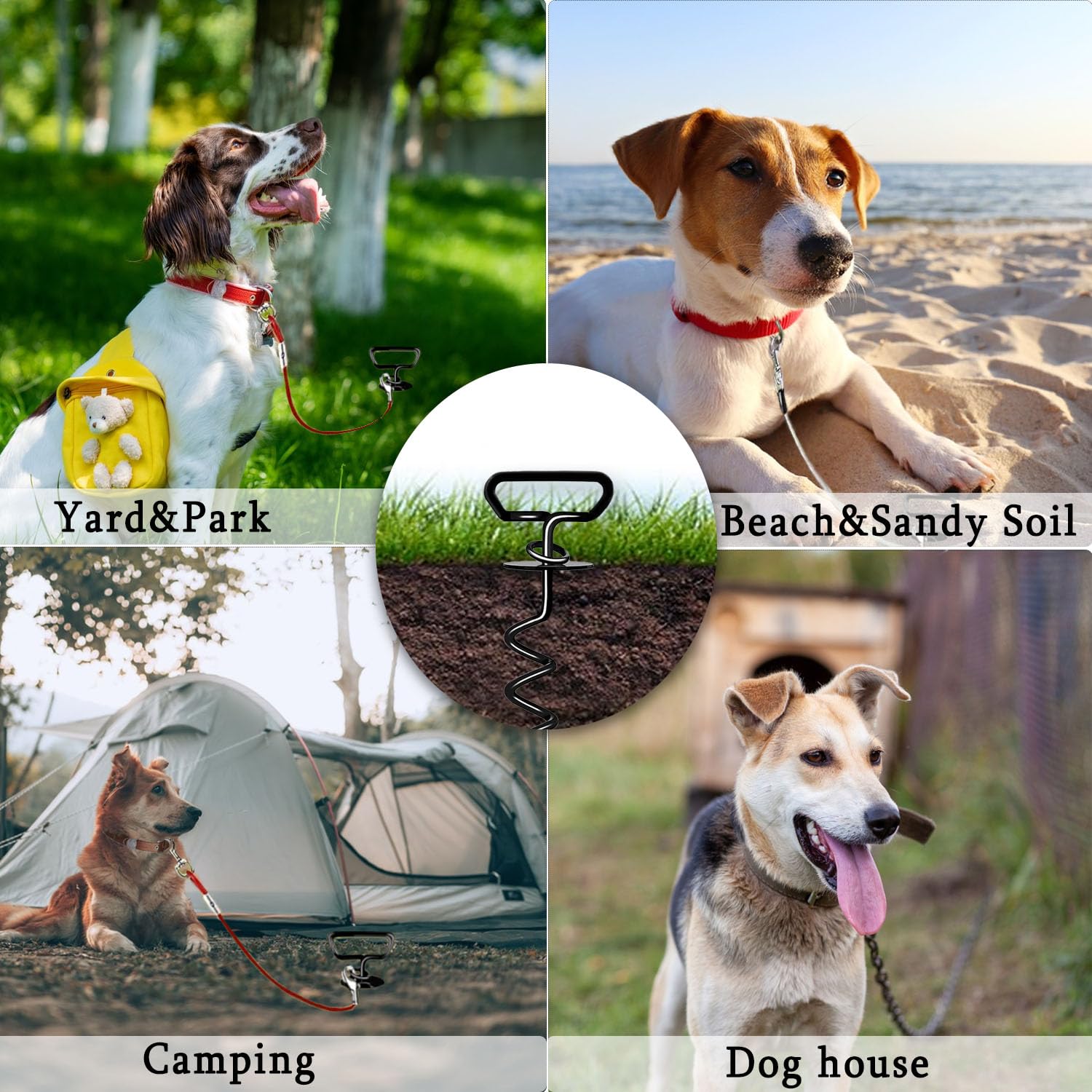 Ancoraggio a Terra per Cani, Picchetto a Vite con Testa a Spirale, Senza Grovigli, Robusto Palo per Cani per Giardino, Prato, all'aperto