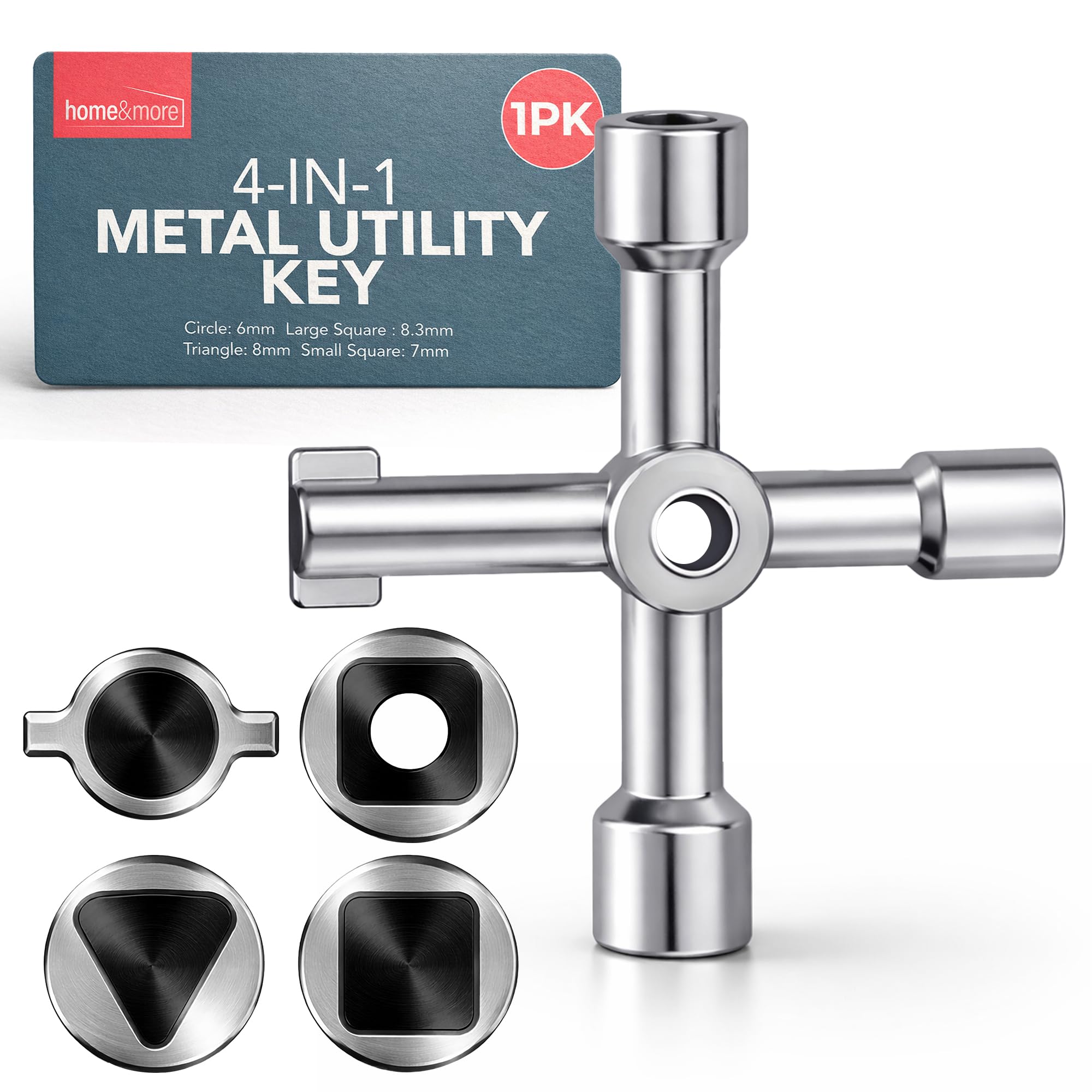 Sol Silver Household 4 Way Utility Key Gas Meter Box Key For Electric Water Radiator Cupboard Access Multi Function Service Tool Durable Metal Design Property Emergency Home Diy Maintenance
