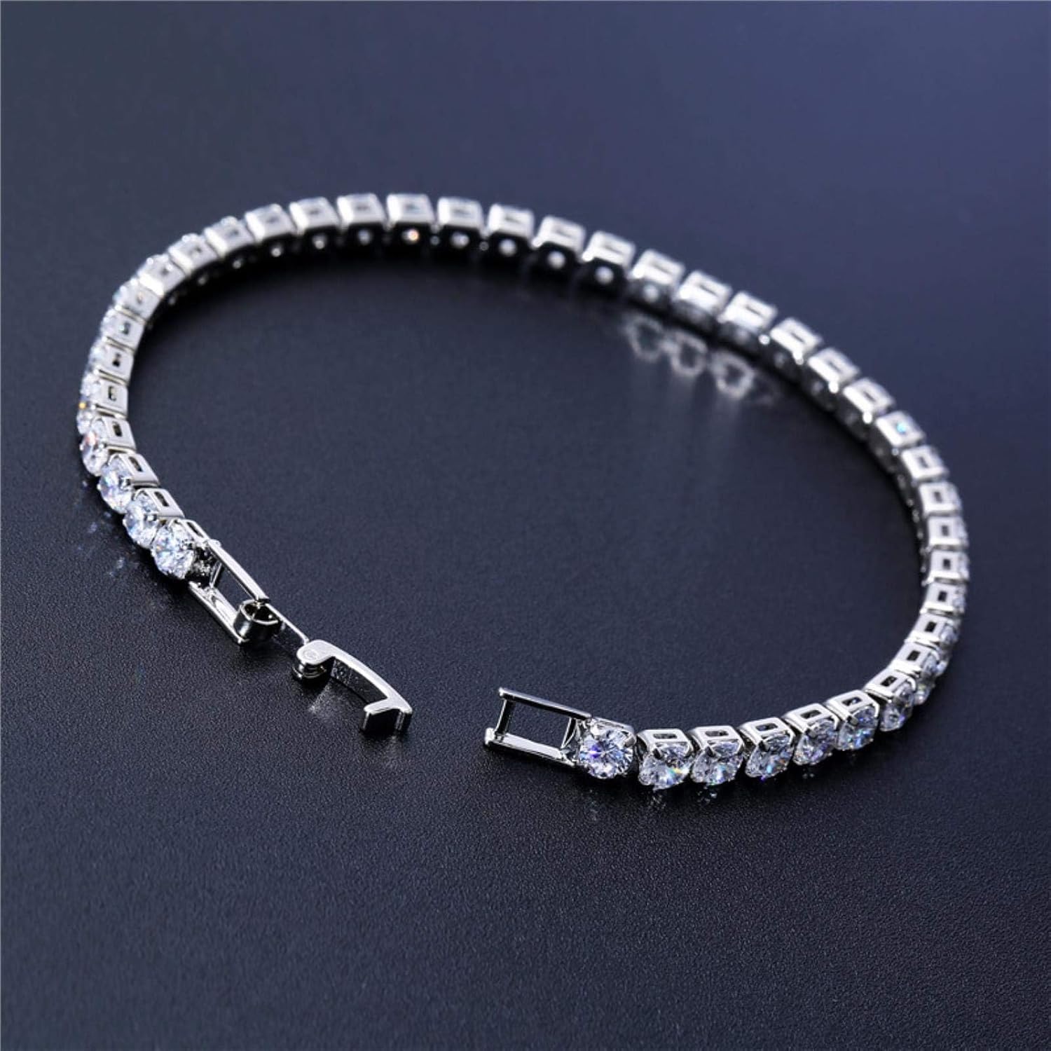 4 Mm Kubische Tennisarmbänder, Iced Out-Kette, Kristall-hochzeitsarmband Für Damen Und Herren, Gold/Silber., Gold-Champagne, 19cm Length