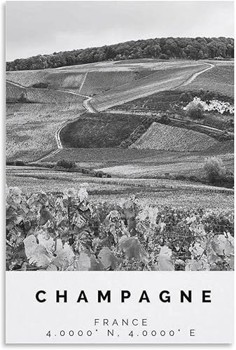 Póster de champán con impresión en blanco y negro, arte de pared de champán, impresión fotográfica de champán, póster de regalo de champán, pintura