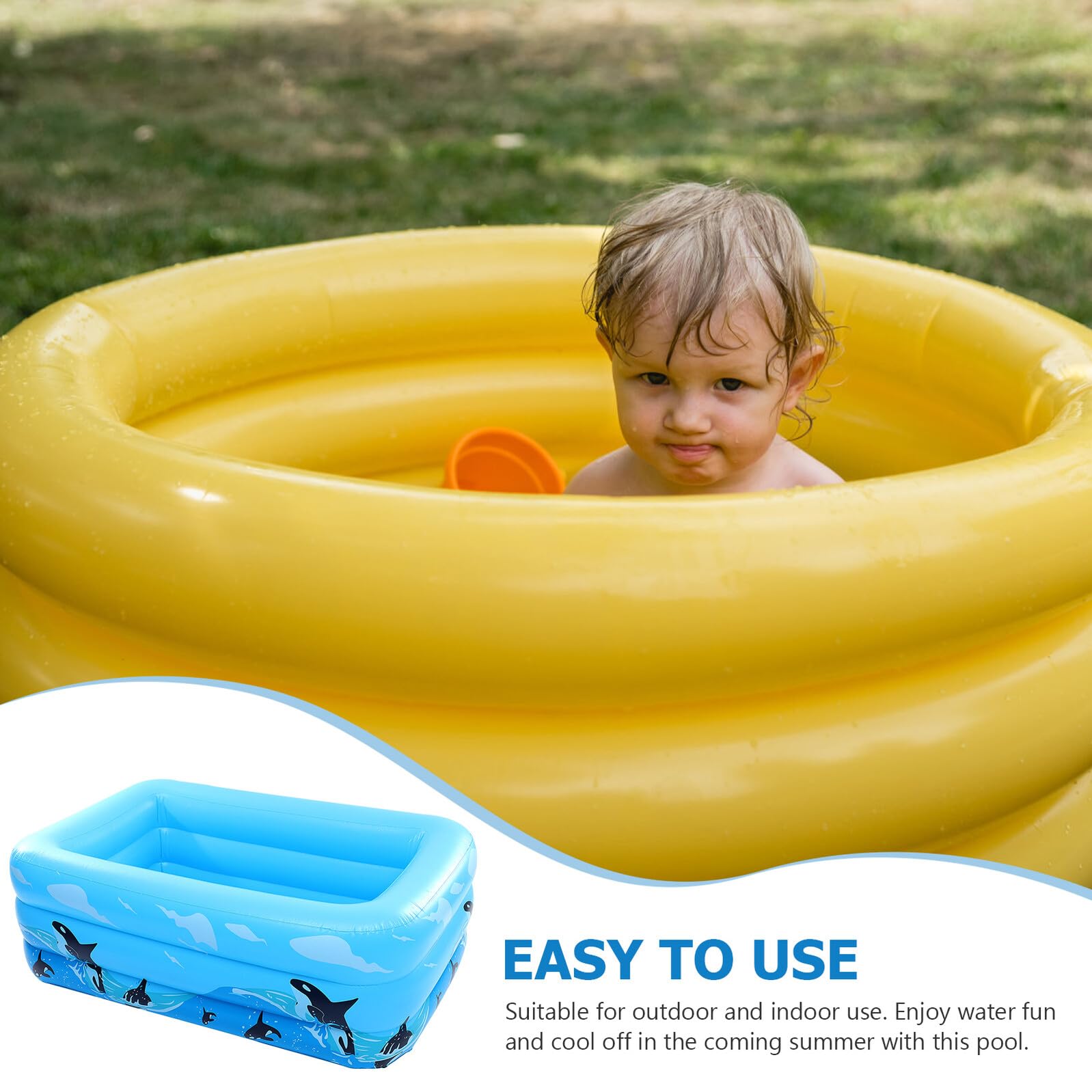 Piscina Hinchable Infantil de PVC Azul para Niños, Celebracion Verano