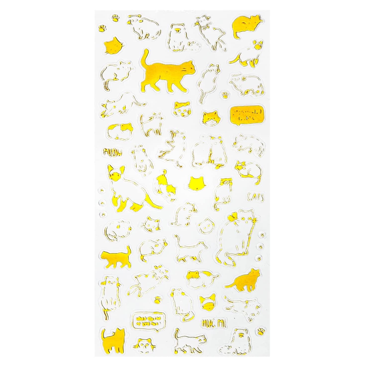 Oblique Unique® Lote de 60 pegatinas de gatitos para scrapbooking, decoración de regalo, para decorar manualidades, juegos, color dorado brillante