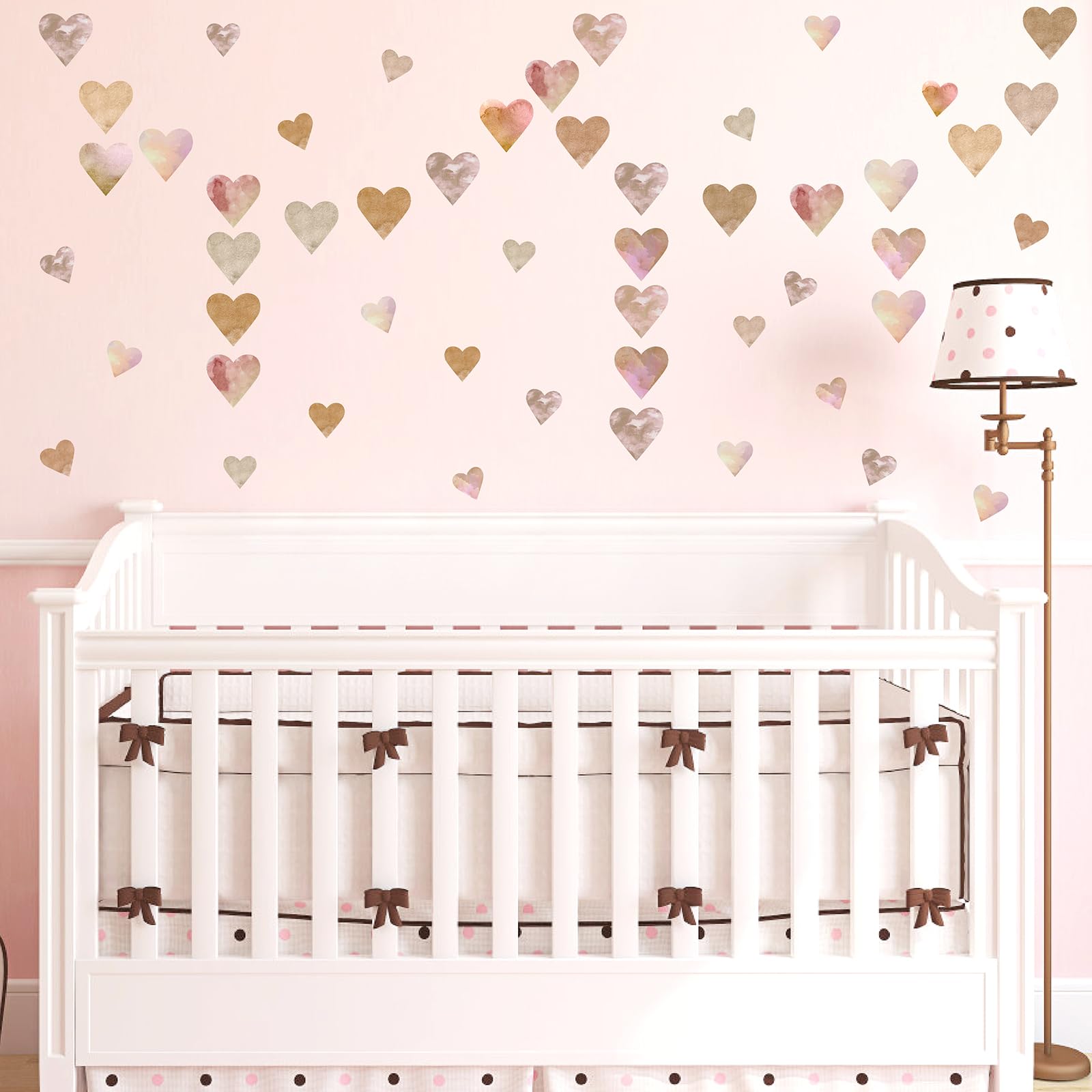 MOSITU Watercolor Heart Wall Stickers 96Pcs Removable Boho Heart Decals for Girls Room Baby Nursery Bedroom 9.8"×11.8" (3 Sheets) - Image 2