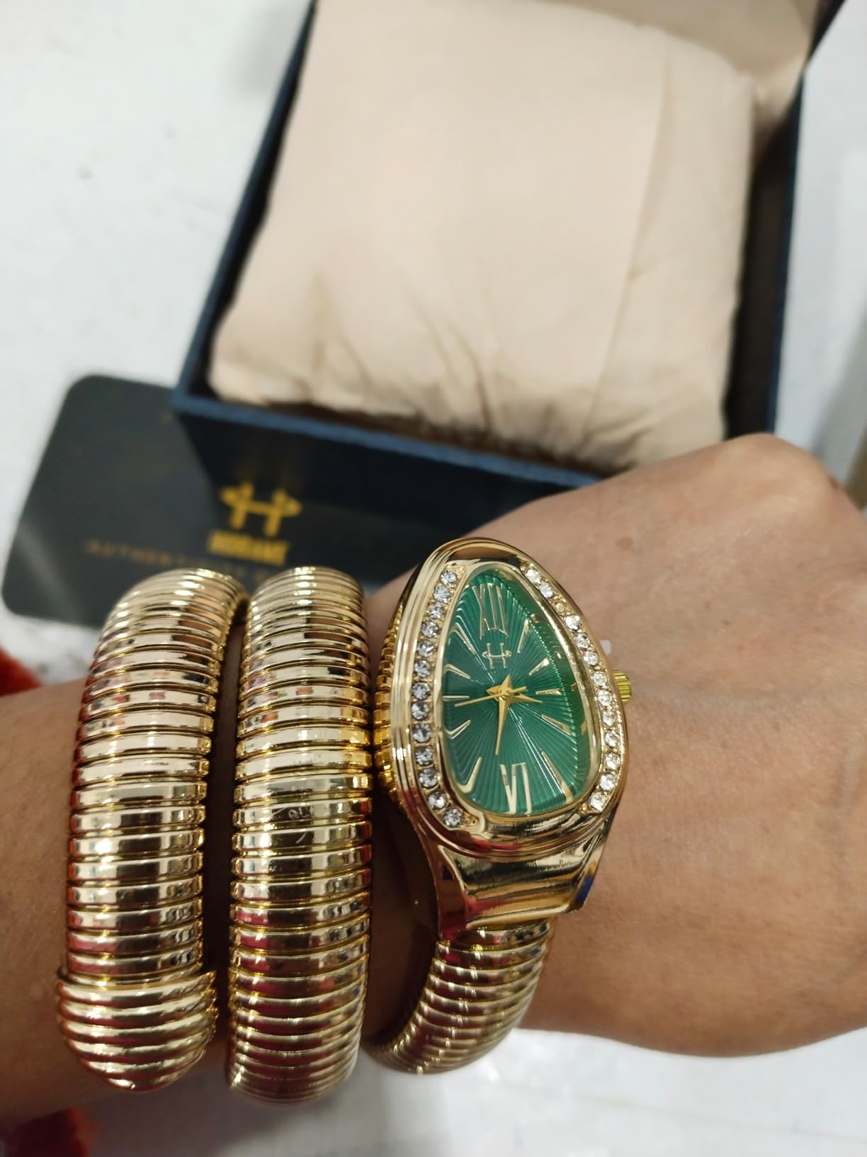 Serpentine Snake Watch For Woman with Spiral Bracelet