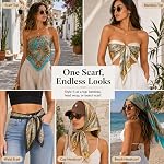 35” Satin Large Square Head Scarves - 4PCS Silk Like Neck Scarf Hair Sleeping Wraps Lightweight Satin Silk Scarfs for Women