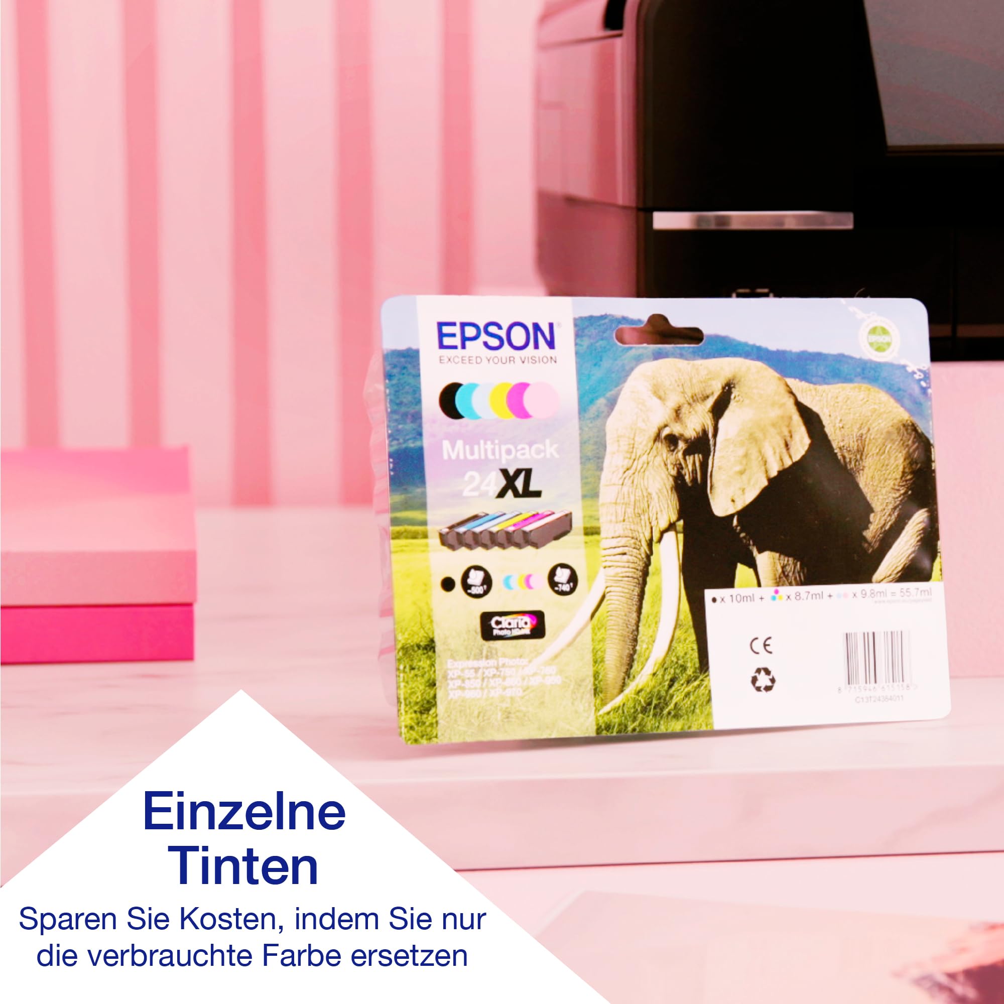 Epson Expression Photo XP-970 3-in-1 Tintenstrahl-Multifunktionsgerät Drucker (Scanner, Kopierer, WiFi, Ethernet, Duplex, 10,9 cm Touchscreen, Einzelpatronen, 6 Farben, DIN A3) schwarz