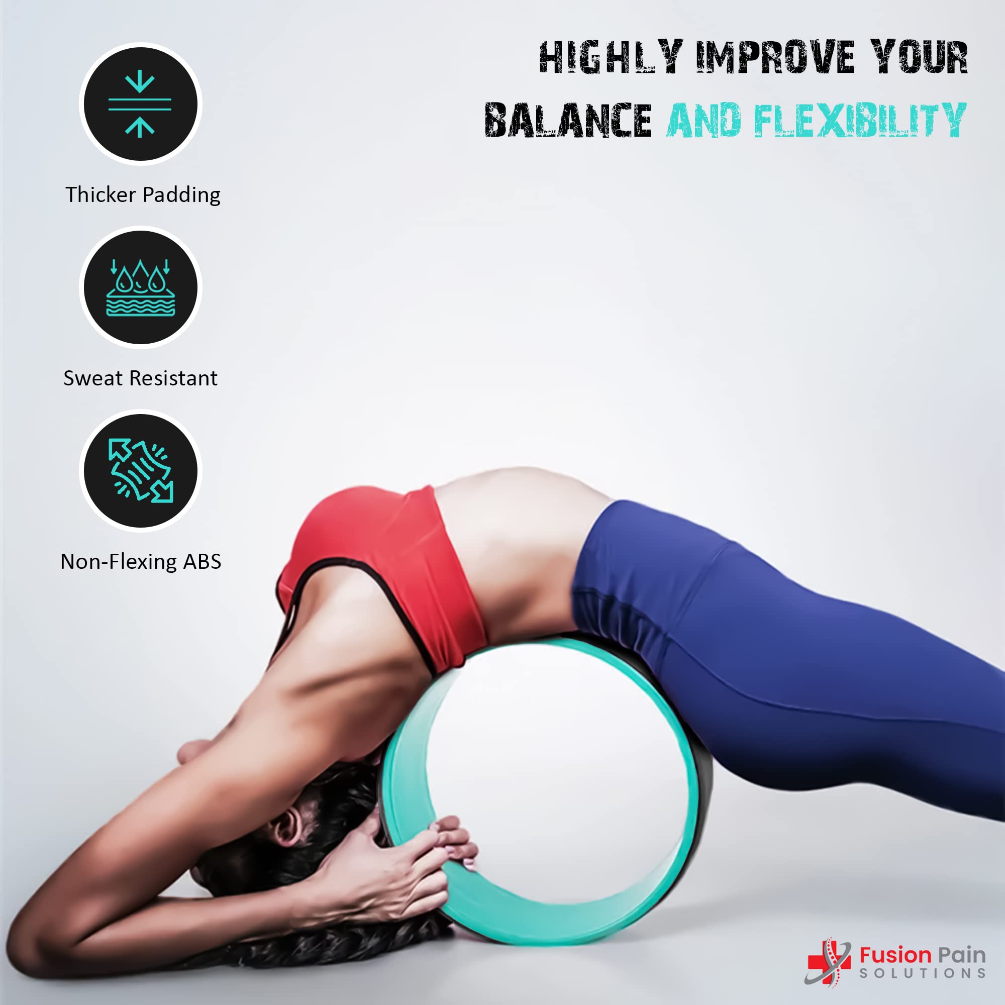 Fusion Pain Solutions Yoga Wheel Set of 3, Back Stretching, Back Cracker, Yoga Wheel, Stretching, Deep Tissue Massage, Back PPain Relief