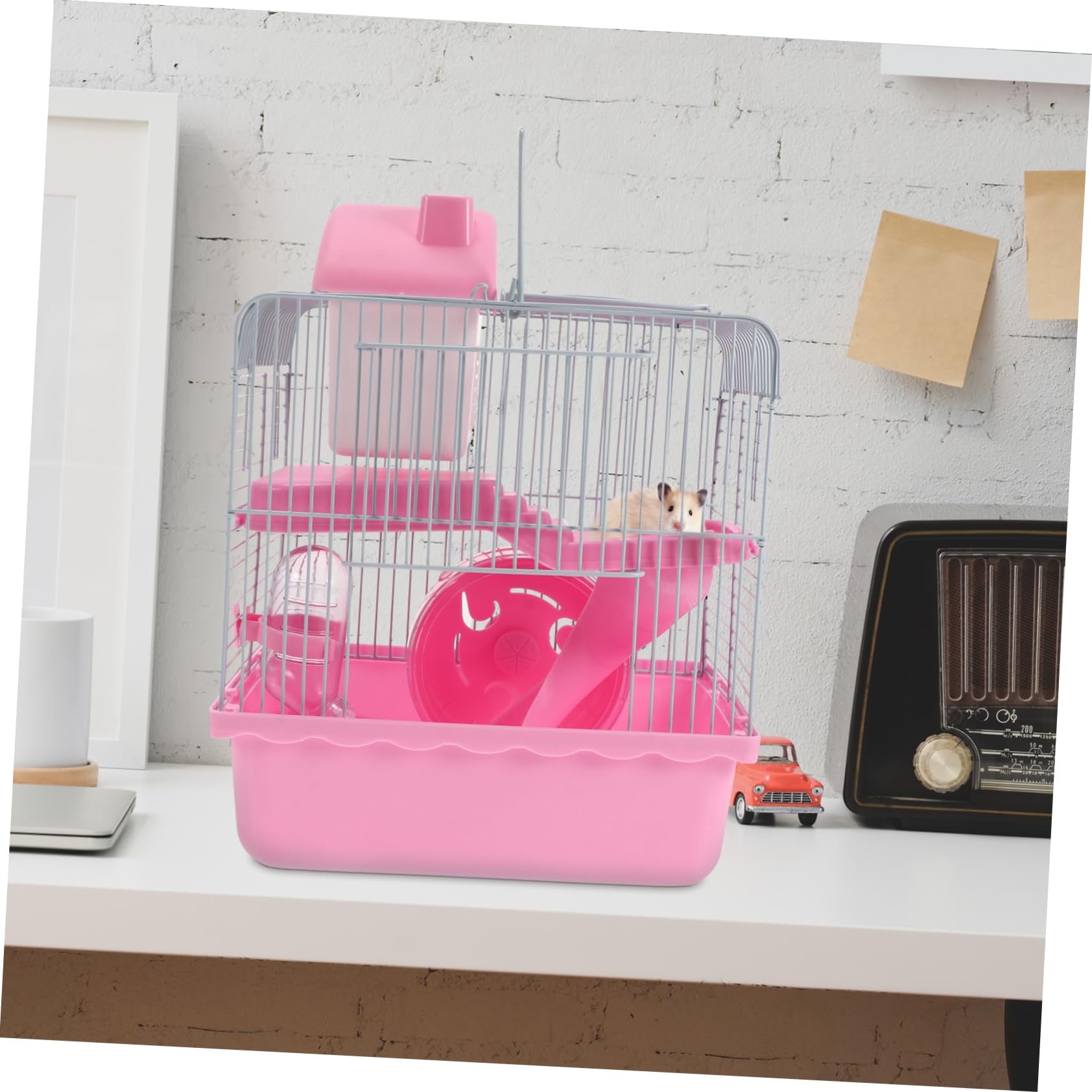 Jaula para Hámster de Doble Capa Rosa, Plástico, Pequeño Hogar