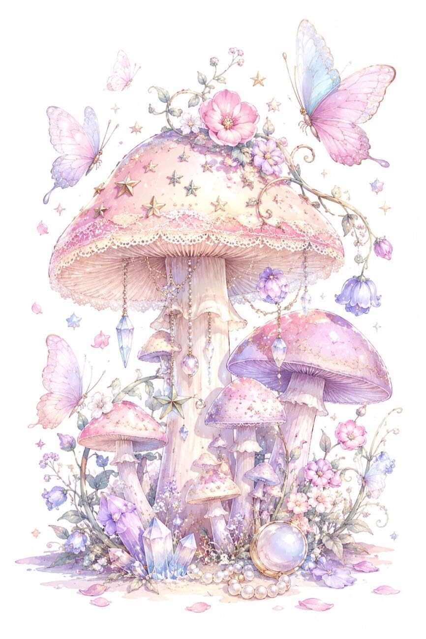 Rqwybcaxn Stamped Beaded Cross Stitch Kits Fantasy Mushroom 40x50cm