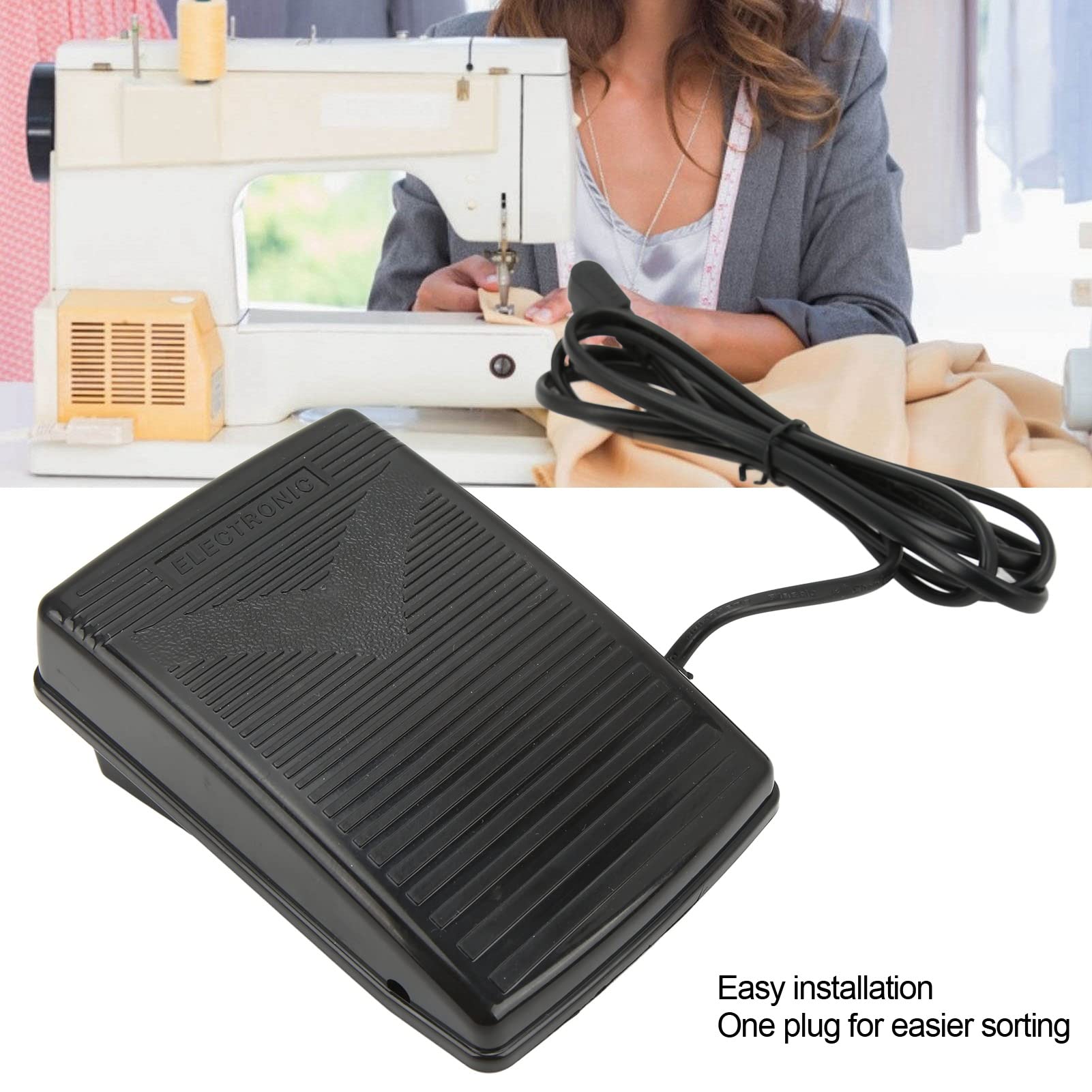 Pedale per Macchina da Cucire Elettrica Controller,Macchina da Cucire Domestica Controller Piede con Cavo di Alimentazione Domestica Spina Europea per Singer SC220 6160 6180 5400 XL‑400