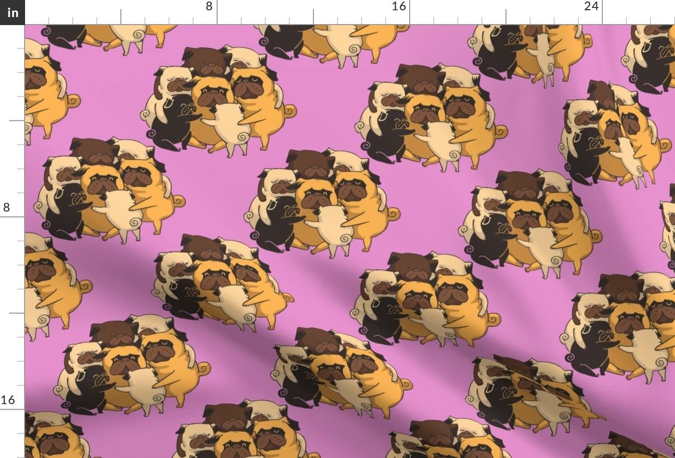 Spoonflower Fabric - Pug Hugs Dog Lover Novelty Funny Purple Printed on Minky Fabric by The Yard - Sewing Baby Blankets Quilt Backing Plush
