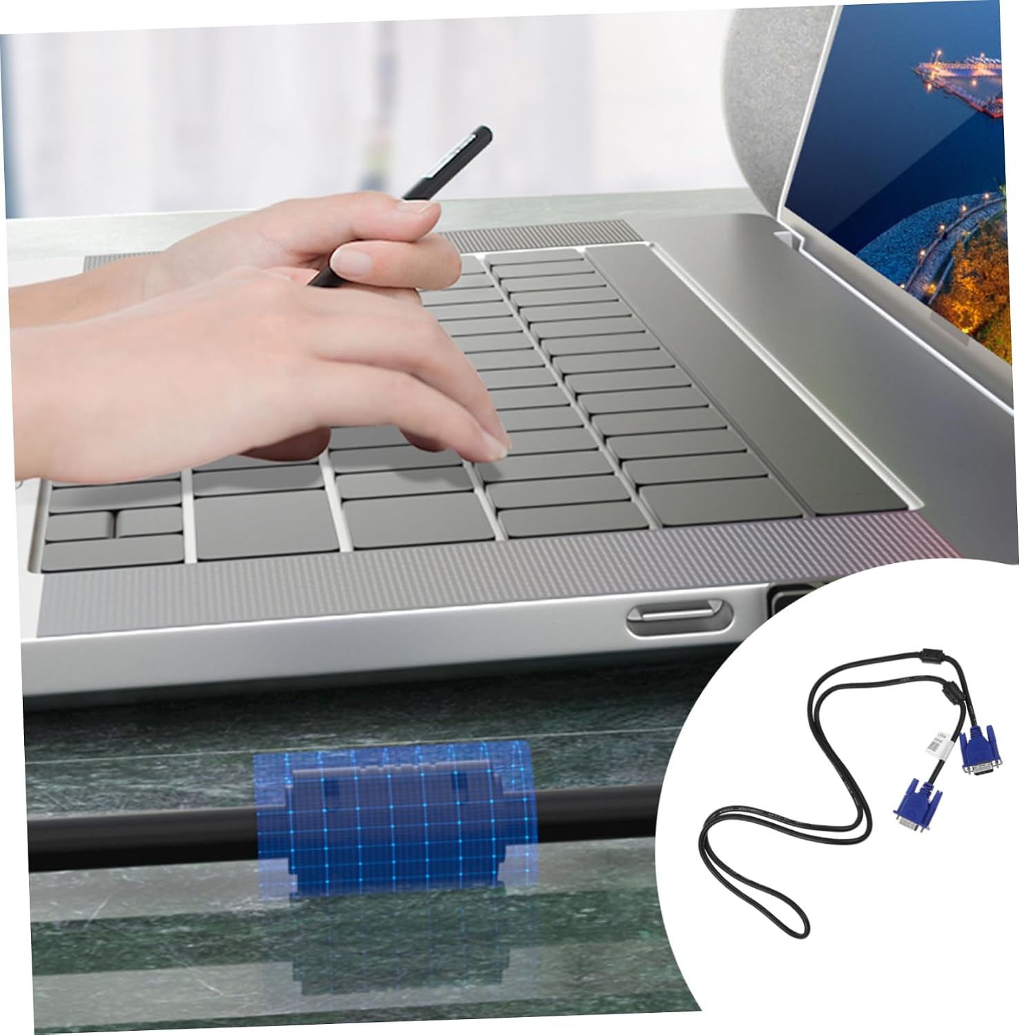 2pcs Vga Data Cable Durable Pe Cover Monitor Cable for Laptop Computer Projector Display Adapter Replacement Cord