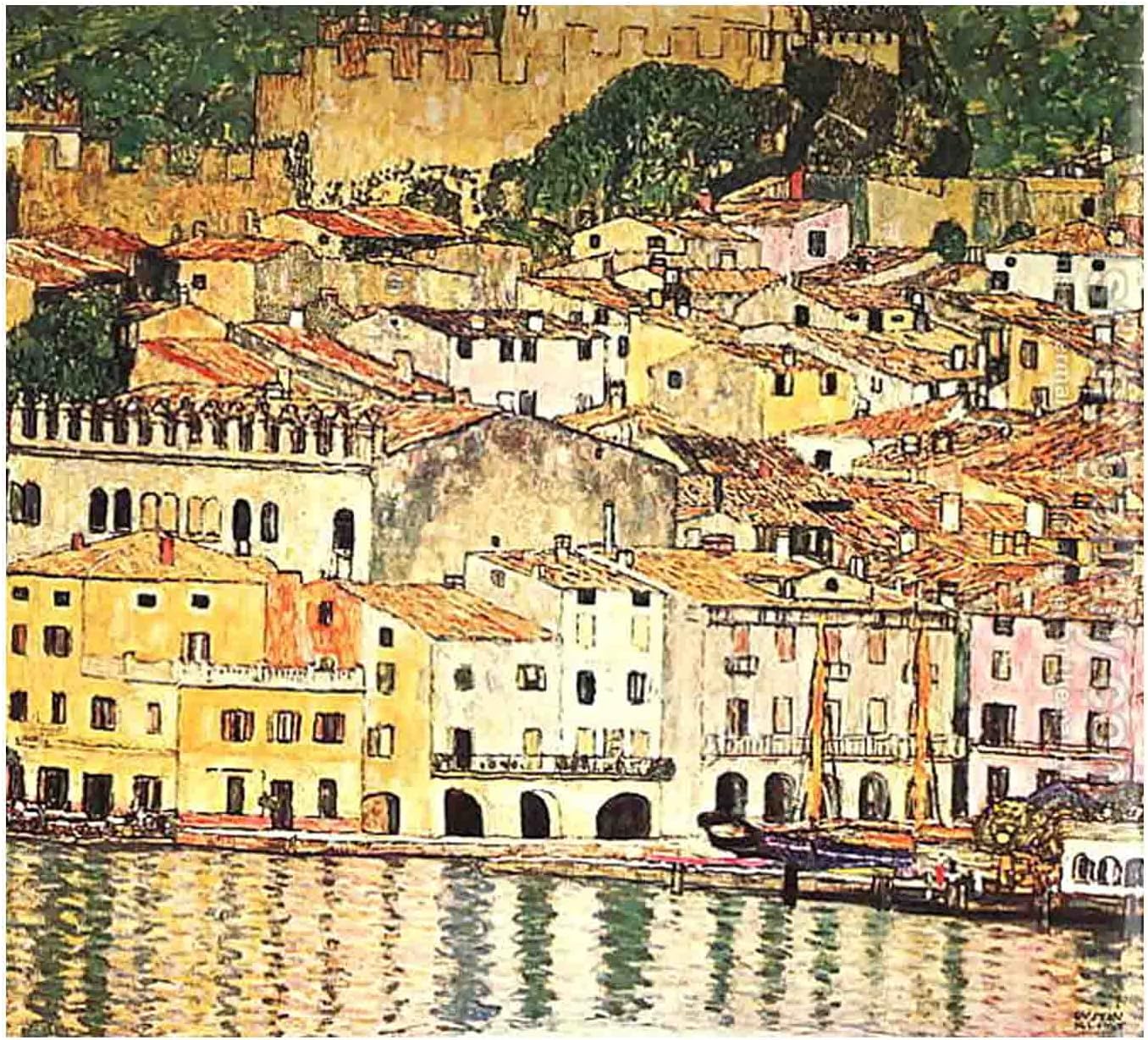 Malcesine on Lake Garda Canvas Wall Art Poster and Canvas Art Picture Print Modern Family Bedroom Home Decor Posters(65x70cm（26x28inch）,unframed)