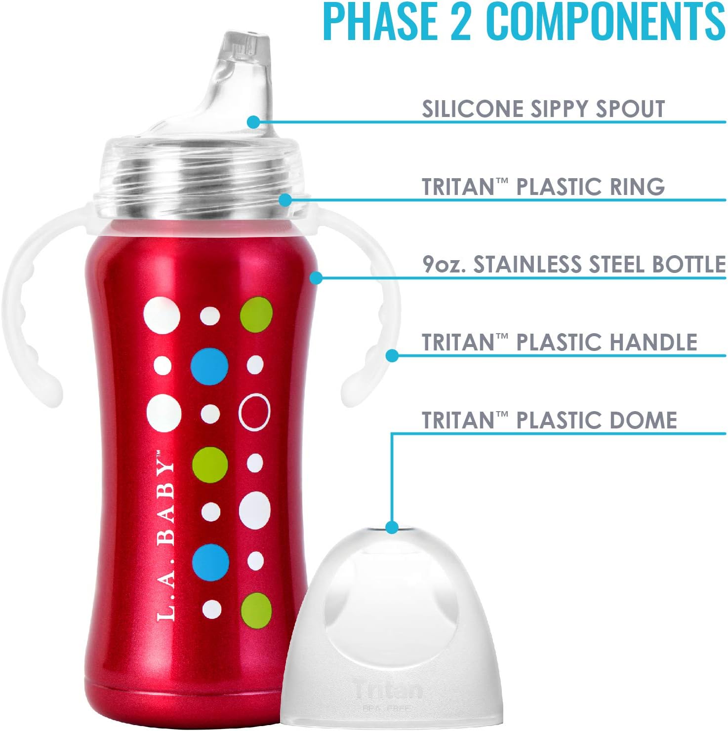 Ultimate Stainless Steel Sippy Cup | 9oz Insulated Cup for Toddlers - Insulates 10+ Hours | Leak-free, Non-toxic Medical Grade Silicone & Stainless Steel - Red