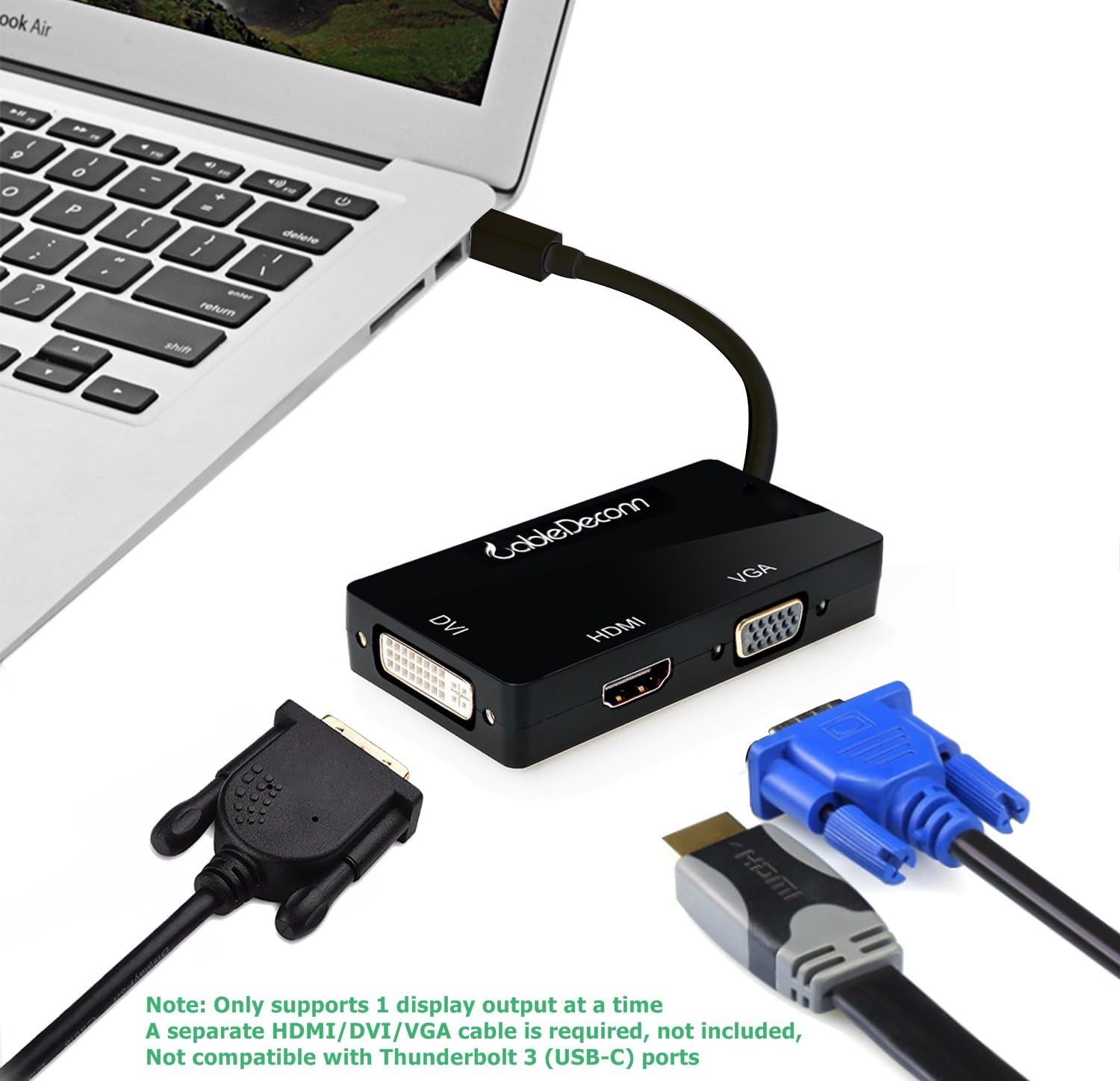 Best Cyber Deals 🔥 CableDeconn Gold Plated Multi-Function Mini Displayport(Thunderbolt Port Compatible) to DVI/VGA/HDMI TV AV HDTV 3-in-1 Cable in Black Exclusive Discount 80% Offer CableDeconn Gold Plated Multi-Function Mini Displayport(Thunderbolt Port Compatible) to DVI/VGA/HDMI TV AV HDTV 3-in-1 Cable in Black