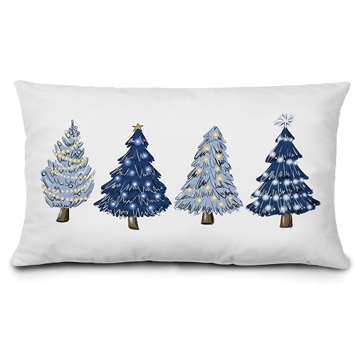 KEUSPI Navy Blue Christmas Decorations Christmases Tree Pillow Covers 12x20,Blue