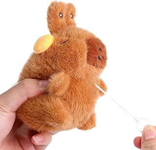 [Zqkimzi] カピバラ キーチェーン、プルロープ付きぬいぐるみバッグチャーム、バックパック、荷物、財布、財布、ハンドバッグ、旅行アクセサリー用の柔らかいぬいぐるみキーチェーンペンダント、大人、男の子、女の子向けのかわいい装飾チャーム