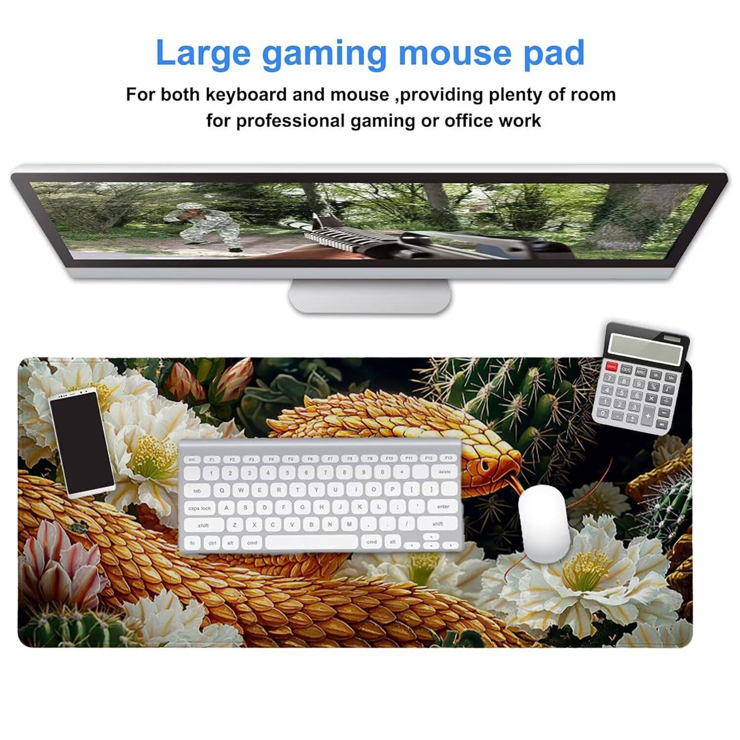 Podkładka pod mysz do gier, 1600 x 800 mm, XXL, duża gamingowa podkładka pod mysz, wodoodporna podkładka pod mysz, długa podkładka na biurko z przeszytymi krawędziami, mata na biurko z gumową podstawą