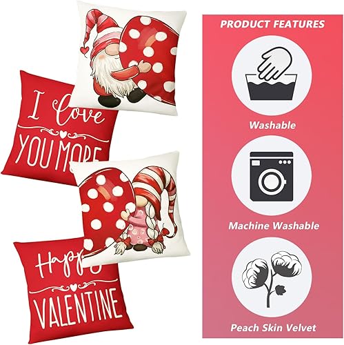 Miniatura 4 de ODAPTO Fundas de almohada de San Valentín de 18 x 18 pulgadas, fundas de almohada, fundas de almohada de aniversario, boda, funda de almohada para