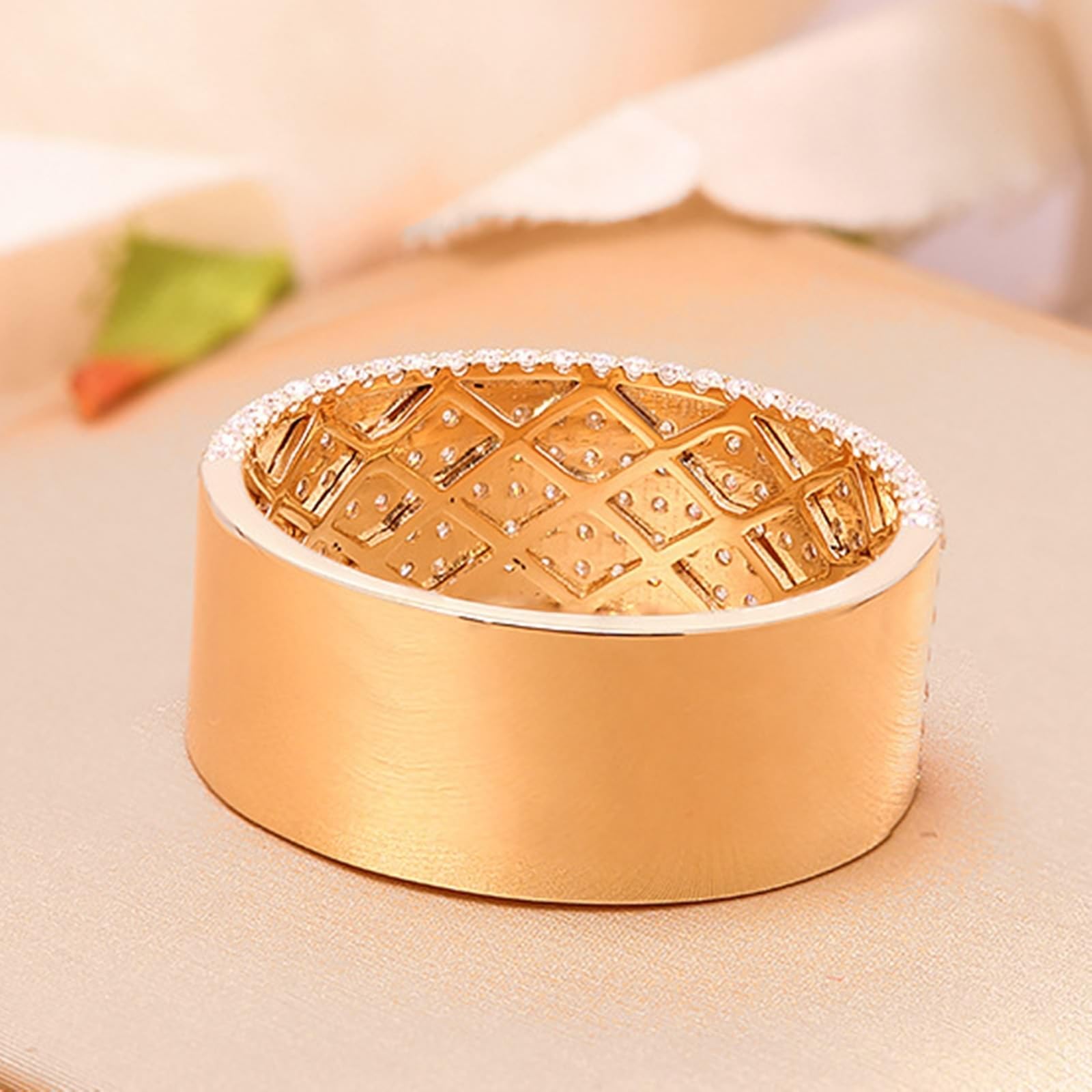 Anillo de oro amarillo de 14 K/18 K para mujer, anillos a juego anillo ancho anillos mujeres