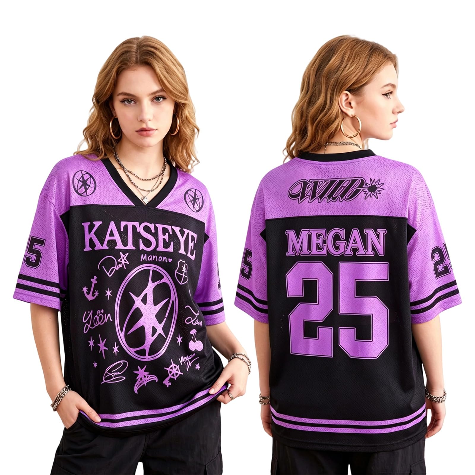 Katseye Tshirt The Wildworld Tour Jersey V-Neck Tee Concert Streetwear Tops