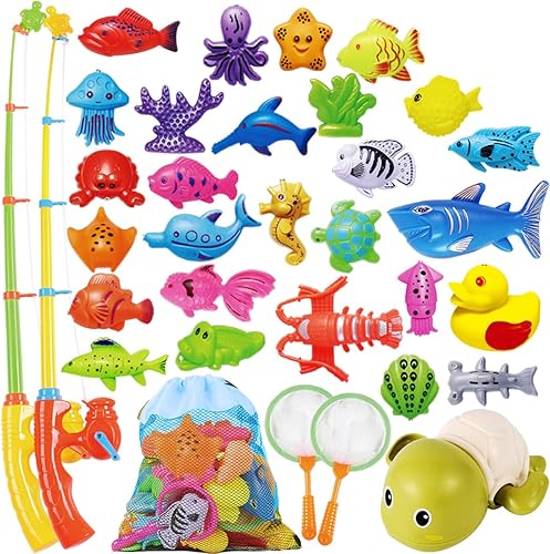 Juego de pesca magnético para 2 jugadores, juguetes de piscina de verano para niños pequeños de 3-5, 4-8, juguete de baño para interiores y