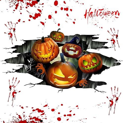 Miniatura 3 de NICEMOVIC Calcomanías de suelo de Halloween, decoración 3D de suelo de Halloween, calcomanías de ventana de pared de Halloween extraíbles,