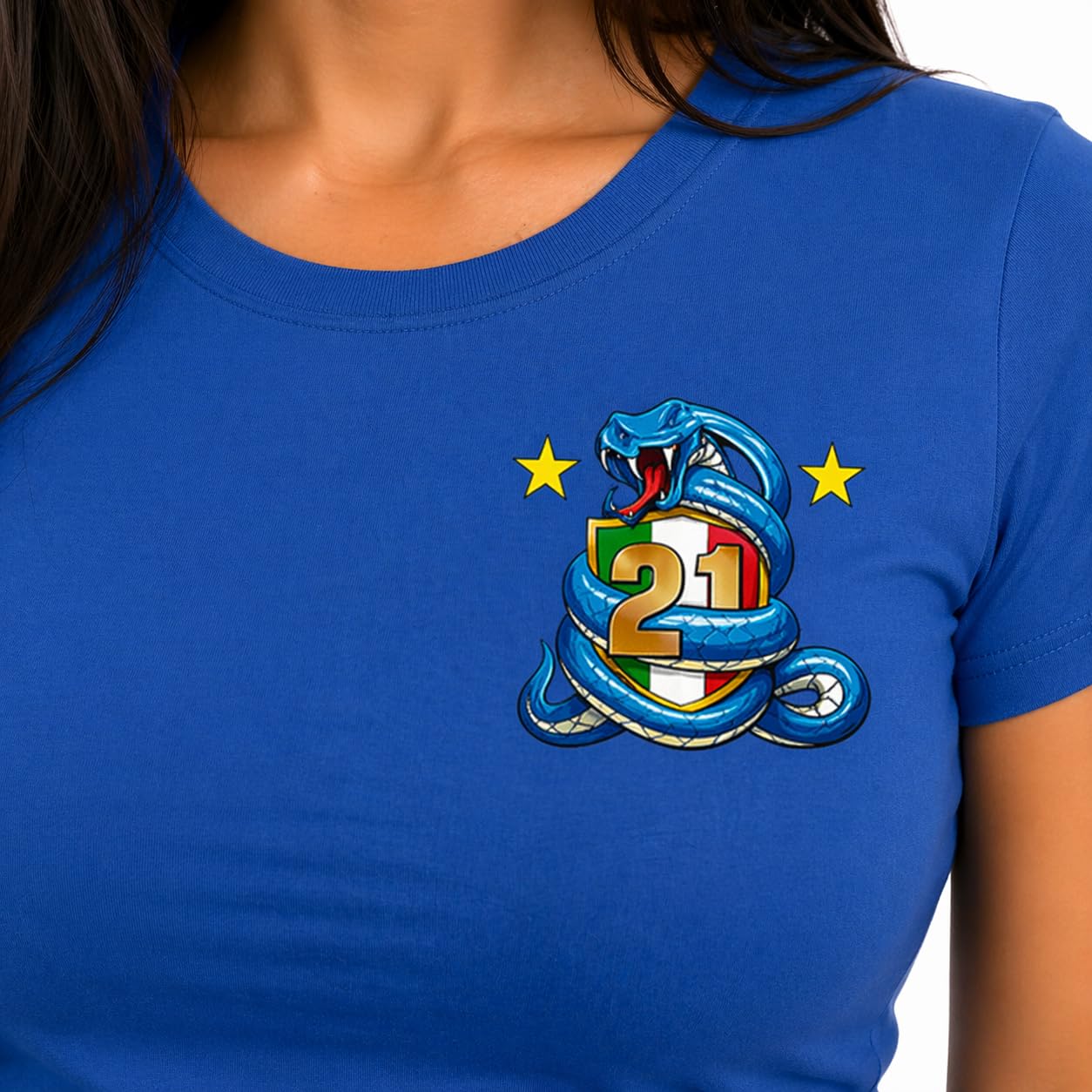 T-Shirt Neroazzurri Campioni d’Italia 2025/2026 – 21 Scudetti 100% Cotone – PS 27431-INT-09