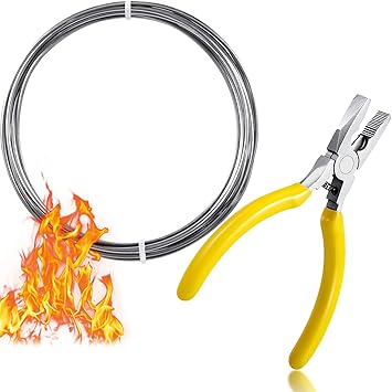 10 Feet High Temp Wire Nichrome Heat Resistant Wire 17 Gauge General Purpose Support Wire with 1 Mini Plier