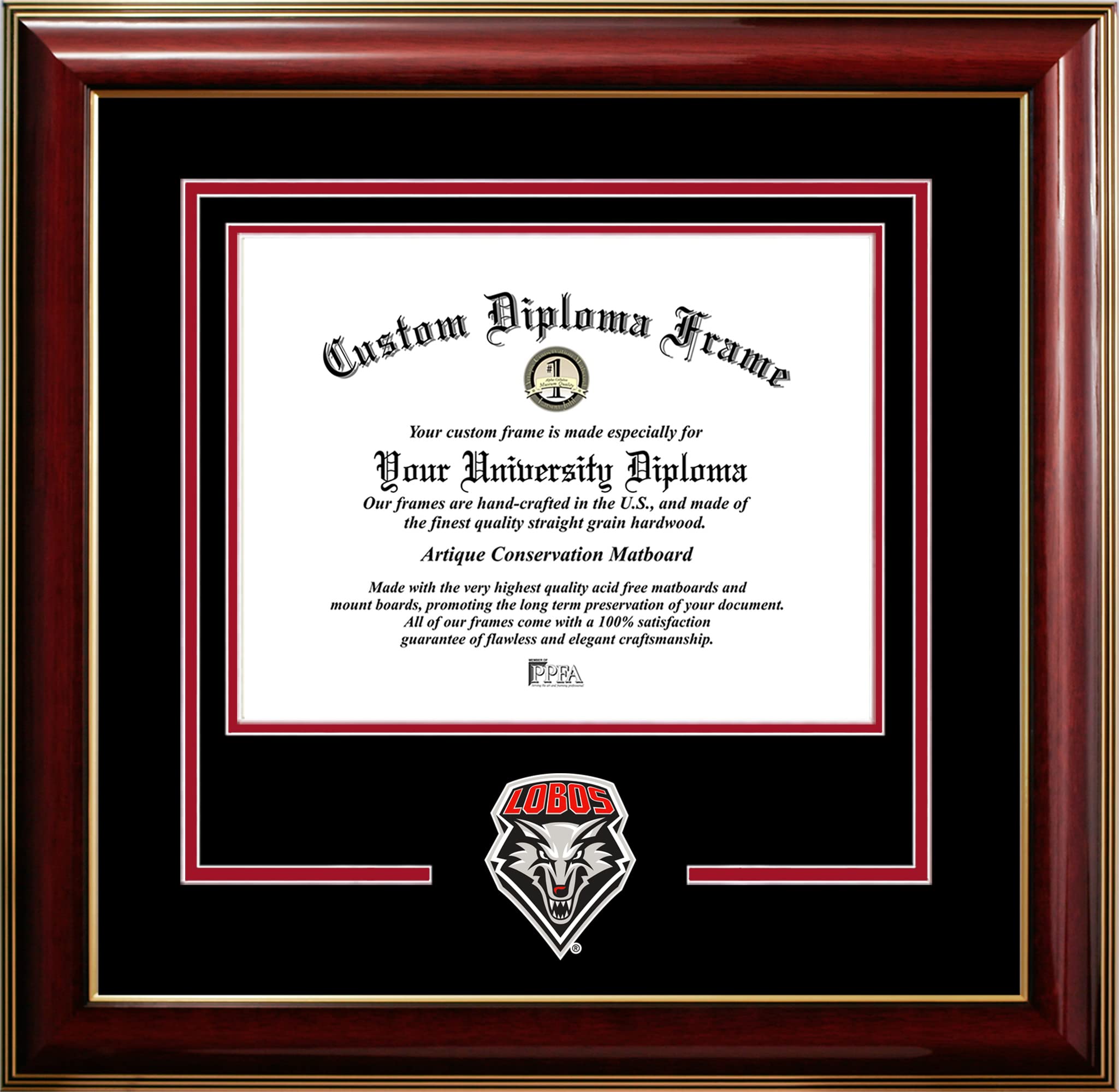 Campus Images University of New Mexico Lobos 11w x 8.5h Classic Spirit Logo Diploma Frame