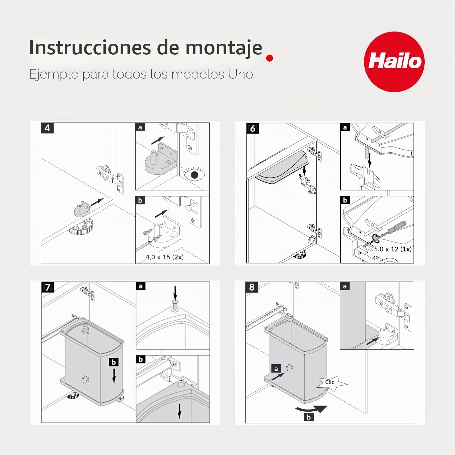 Hailo 3418-10 MF Swing - Cubo de Basura (45 L Aprox.) | para armarios a partir de de ancho con puerta giratoria
